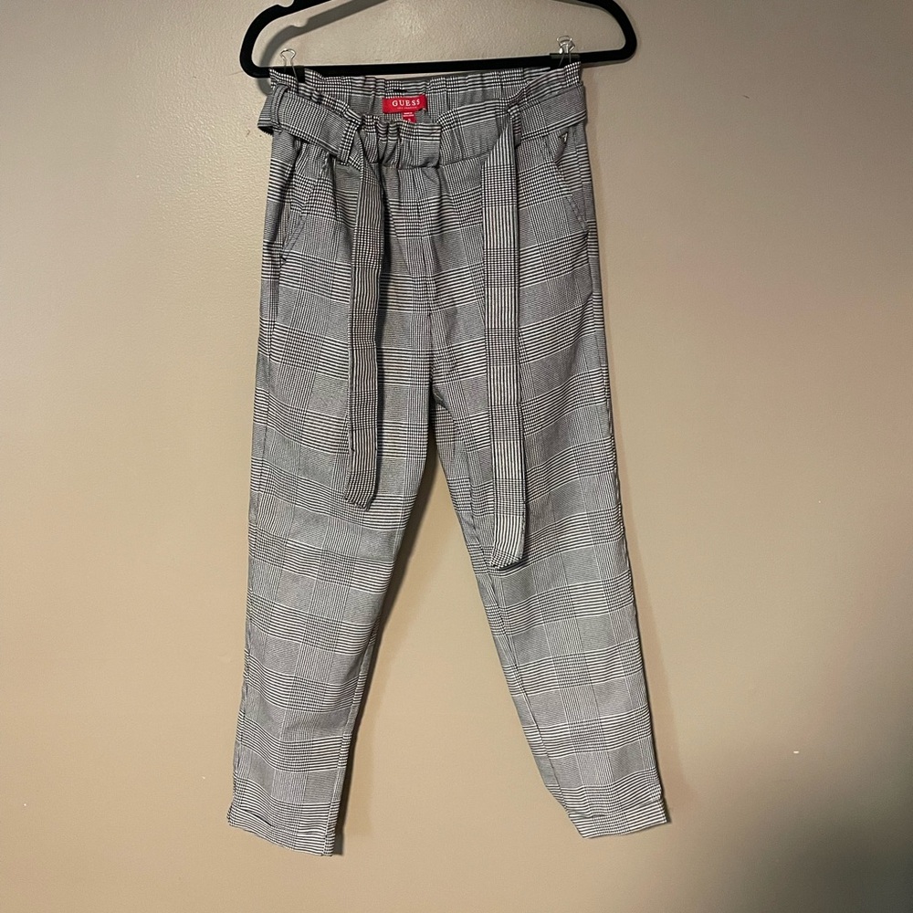 Guess paper bag plaid pants